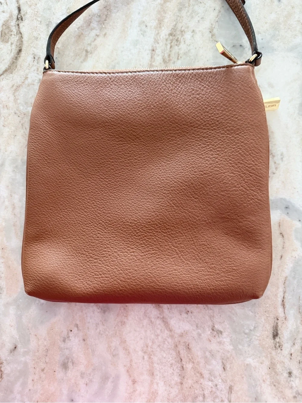 MICHAEL KORS Brown Pebbled Leather Crossbody with Gold Hardware 9” H x 8.75” W